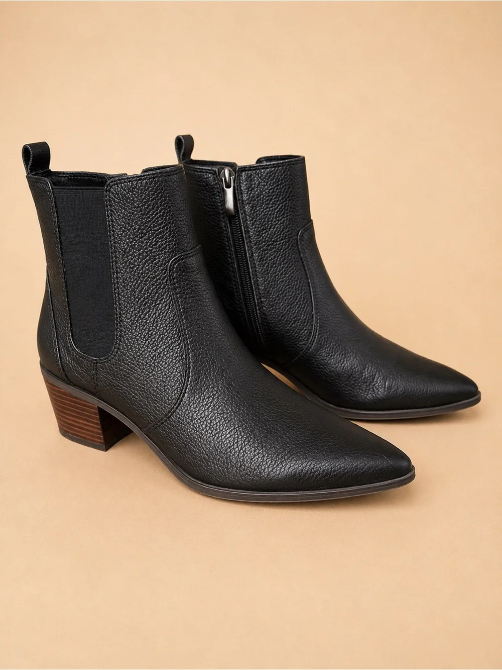 Franco Sarto Sager Black Leather Western Pointed Toe Ankle Boots Size 7